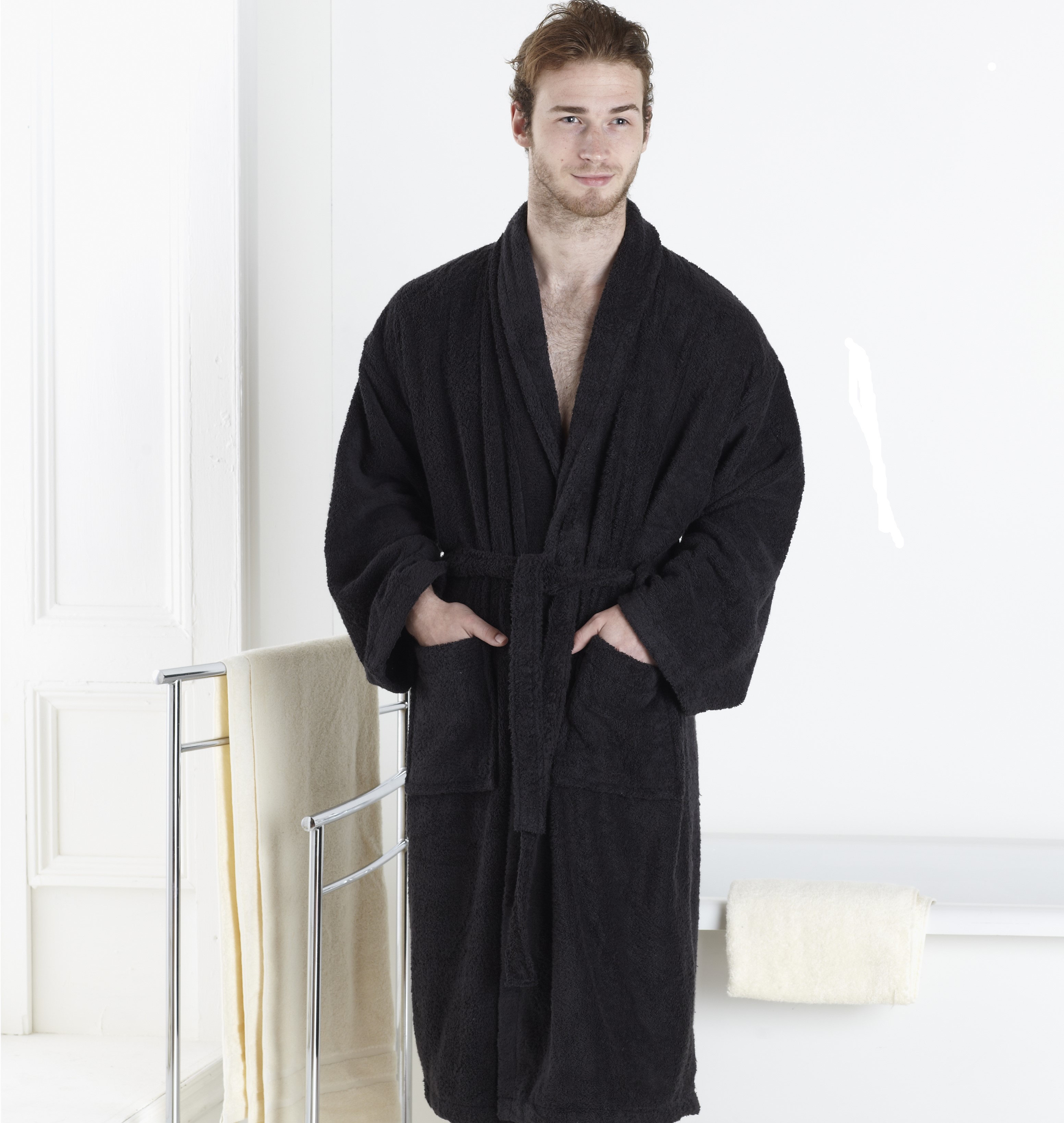 450 gsm bathrobe Black Luxury Hospitality Magazine