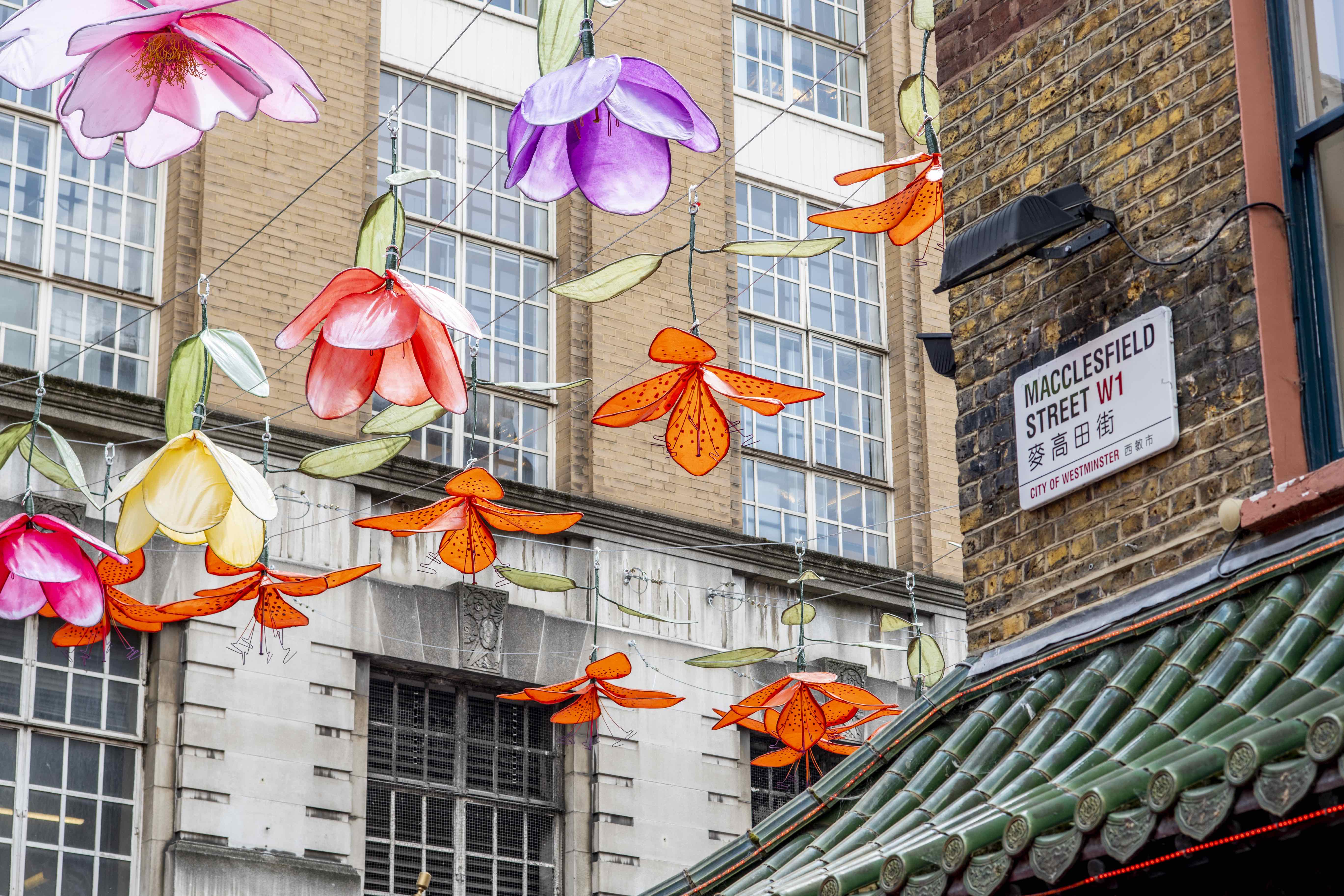London Chinatown Flower Installation photograohed by Jamie Lau Luxury